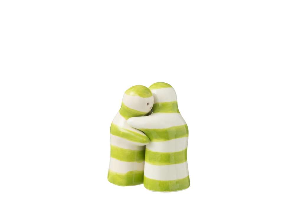 SALT&PEPPER GRANADA STRIPES CERAMIC WHITE/GREEN