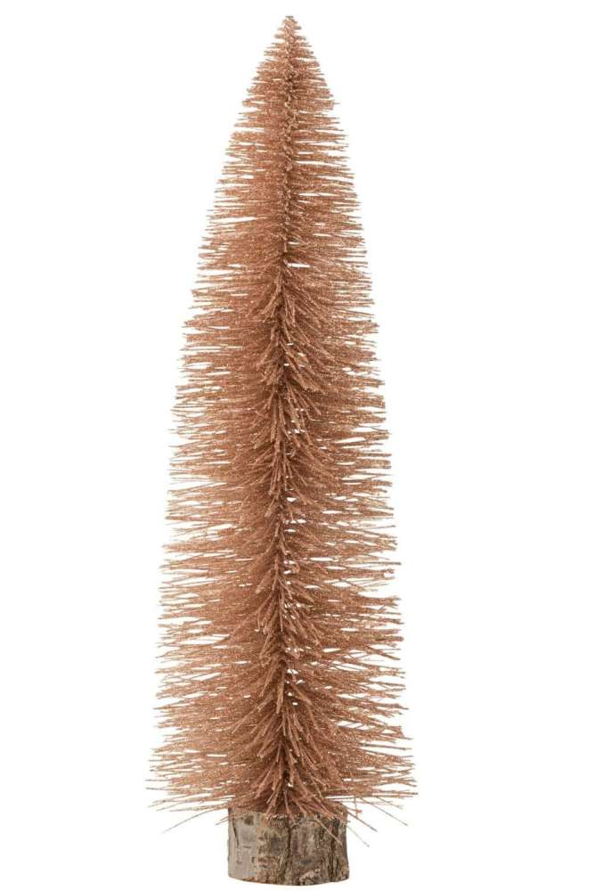 CHRISTMAS TREE DECO PLASTIC GLITTER ANTIQUE PINK LARGE