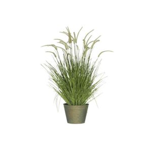 GRASSES+TAILS IN POT METAL GREEN PLASTIC GREEN LARGE