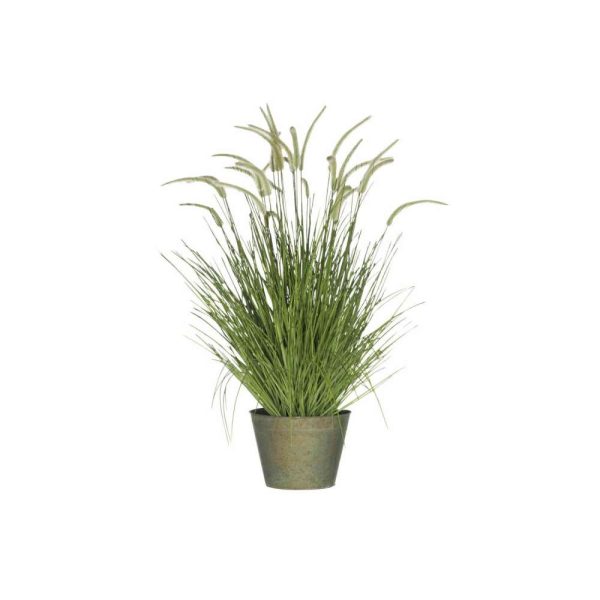 GRASSES+TAILS IN POT METAL GREEN PLASTIC GREEN LARGE