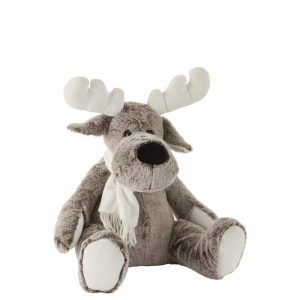 ELK+SCARF PLUSH GREY/WHITE LARGE