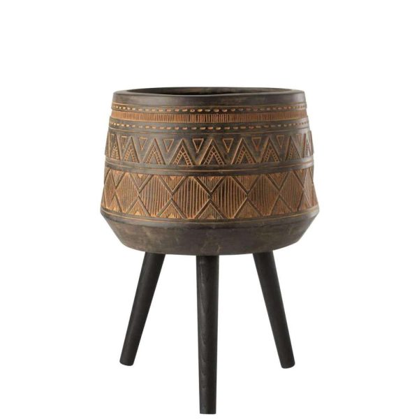 FLOWERPOT 3 LEGS ETHNIC MAGNESIUM BROWN-BEIGE