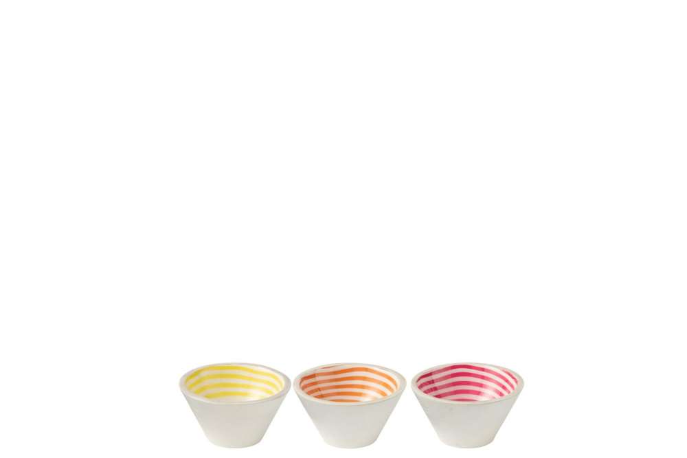 BOWL SPIRAL MANGO WOOD PINK/ORANGE/YELLOW SMALL ASSORTMENT OF 3