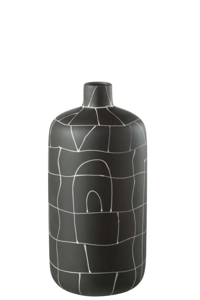 VASE BOTTLE JAPAN CERAMIC BLACK SMALL