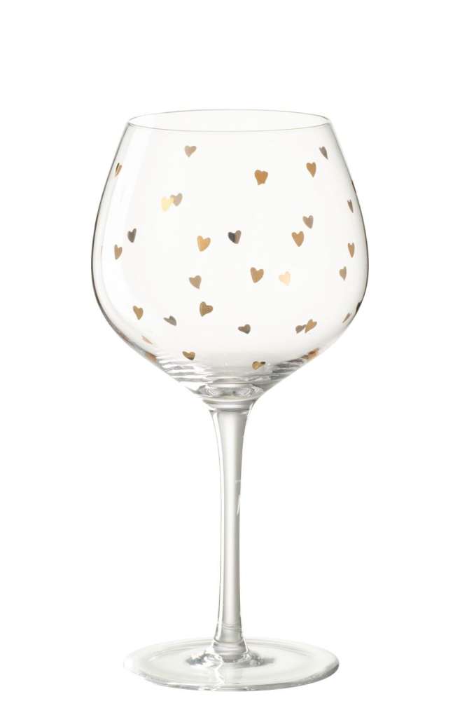 WINE GLASS HEART GLASS TRANSPARENT/GOLD
