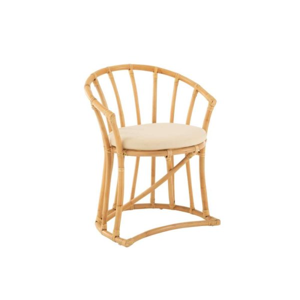 CHAIR+CUSHION RATTAN/TEXTILE NATURAL/WHITE