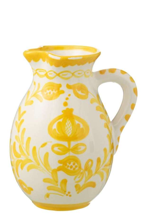 PITCHER GRANADA CERAMIC WHITE/YELLOW LARGE