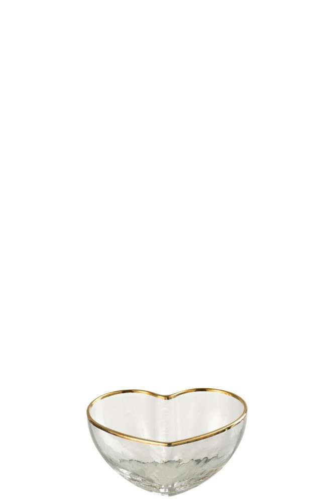 APERO DISH HEART GLASS GOLD/TRANSPARENT