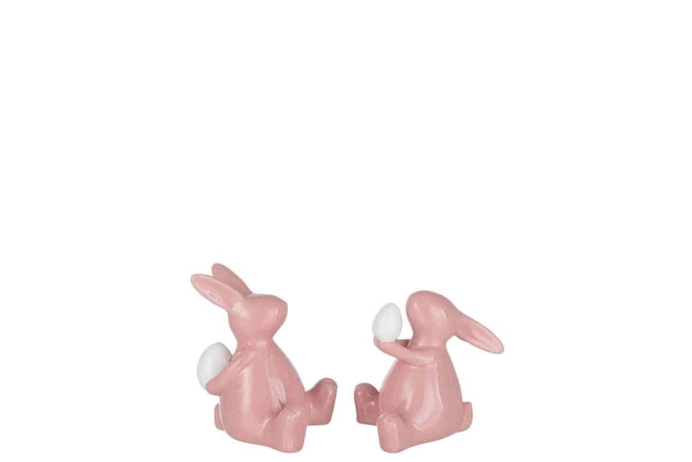 RABBIT SITTING CERAMIC PINK SMALL ASSORTMENT OF 2