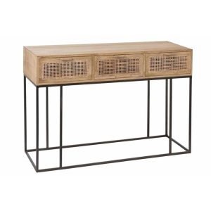 CONSOLE 3DRAWERS WOVEN REED MANGO WOOD NATURAL