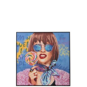 WALL DECORATION GRAFFITI WOMAN LOLLY CANVAS/PAINT MIX