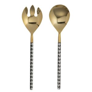 SALAD SERVER PIED-DE-POULE STAINLESS STEEL GOLD COLORED
