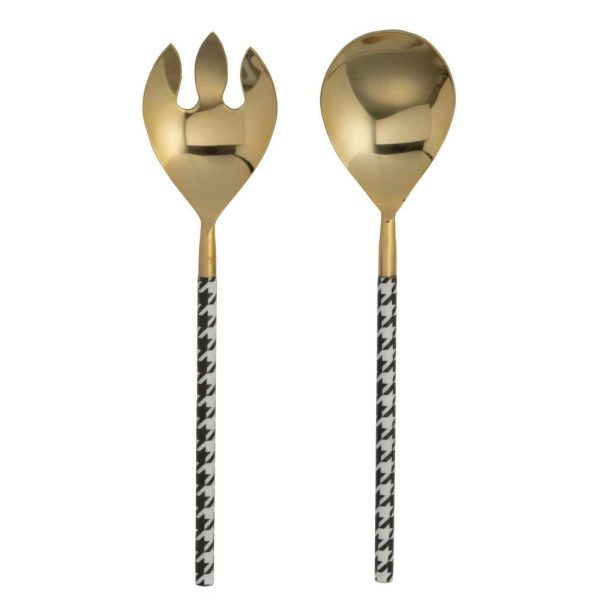SALAD SERVER PIED-DE-POULE STAINLESS STEEL GOLD COLORED