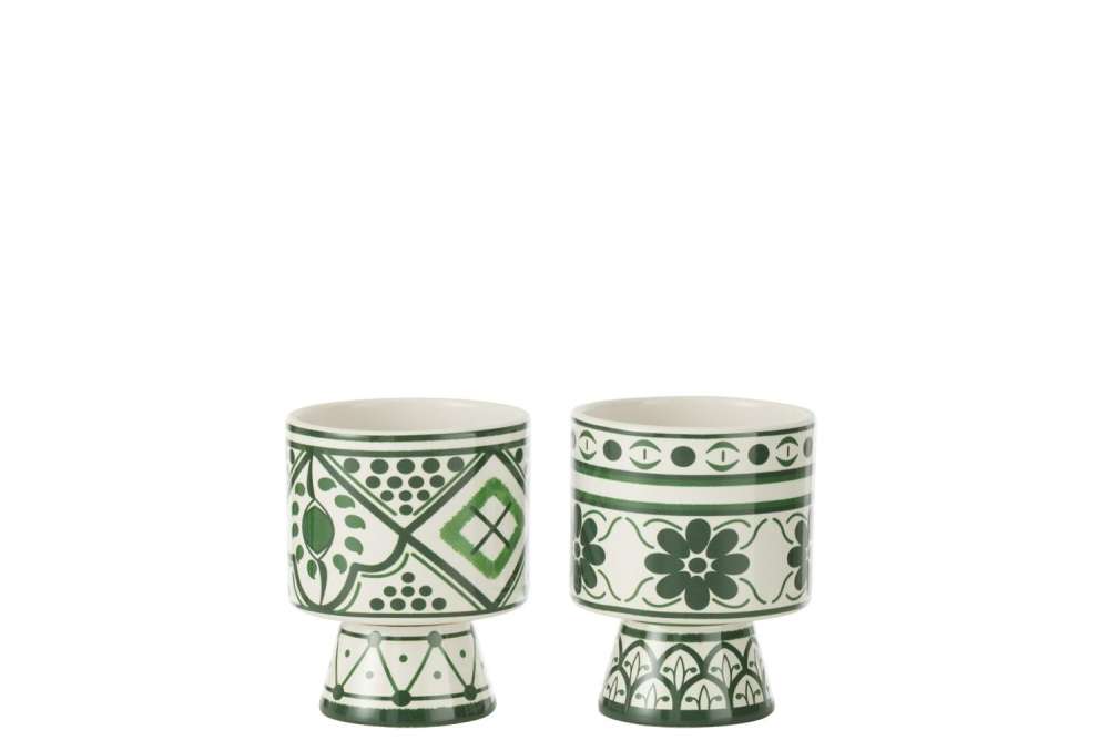 FLOWERPOT RHODES  CERAMIC GREEN SMALL ASSORTMENT OF 2