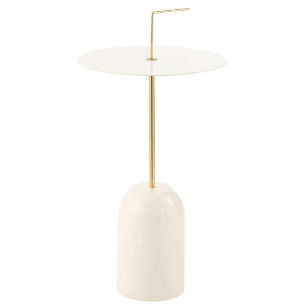SIDE TABLE DISK METAL WHITE/GOLD