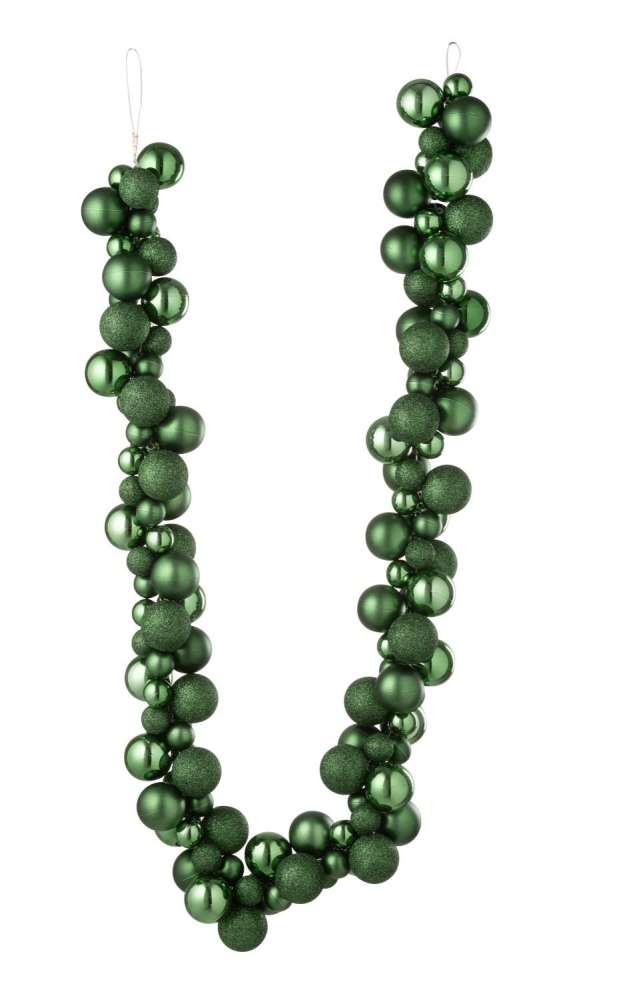 GARLAND CHRISTMAS BAUBLES PLASTIC EMERALD GREEN