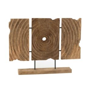 TRIPTYCH CARVED ON STAND MANGO WOOD NATURAL
