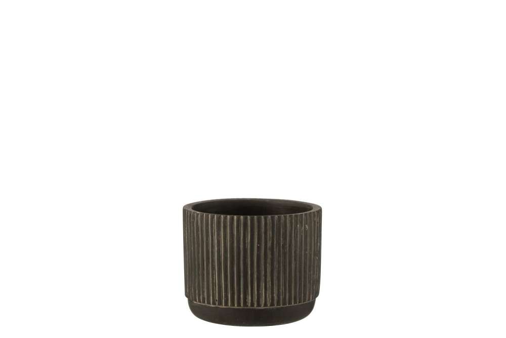 FLOWERPOT LINE CERAMIC BLACK/BROWN SMALL