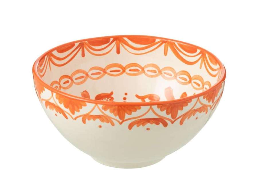 BOWL GRANADA HIGH CERAMIC WHITE/ORANGE LARGE