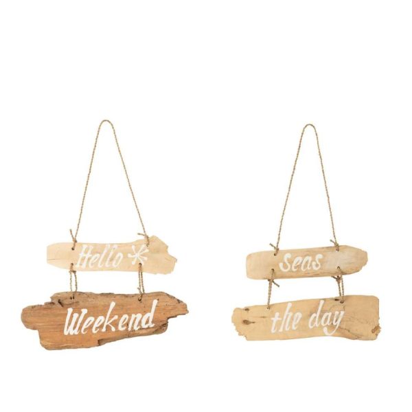 PLACARD HELLO WEEKEND+SEAS THE DAY DRIFTWOOD NATURAL ASSORTMENT OF 2