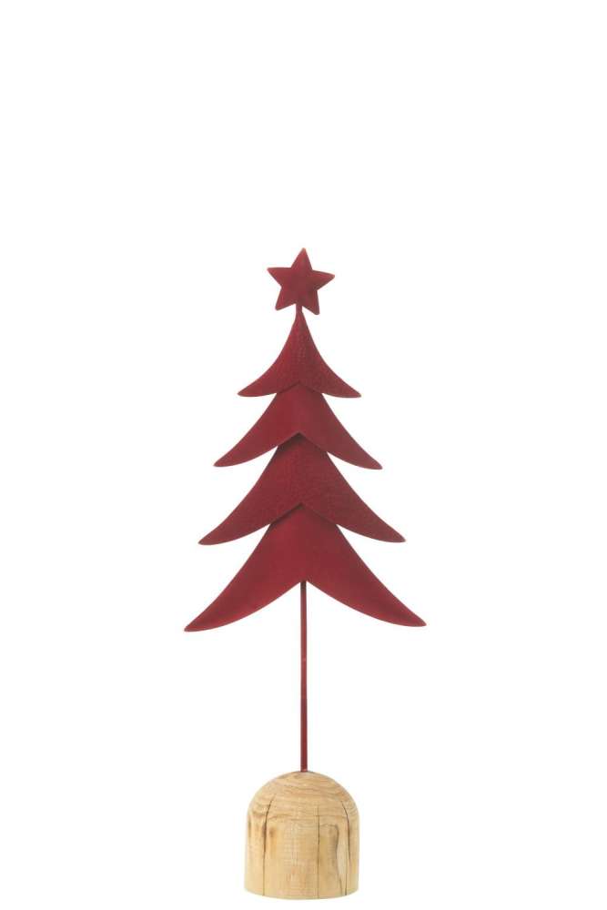 CHRISTMAS TREE ON FOOT+STAR METAL/WOOD RED SMALL