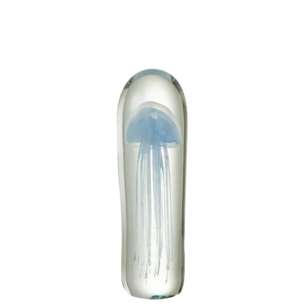 PAPERWEIGHT JELLYFISH GLASS BLUE LARGE