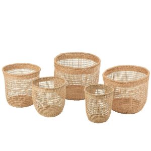 SET OF 5 BASKETS OASIS SEAGRASS LIGHT NATURAL