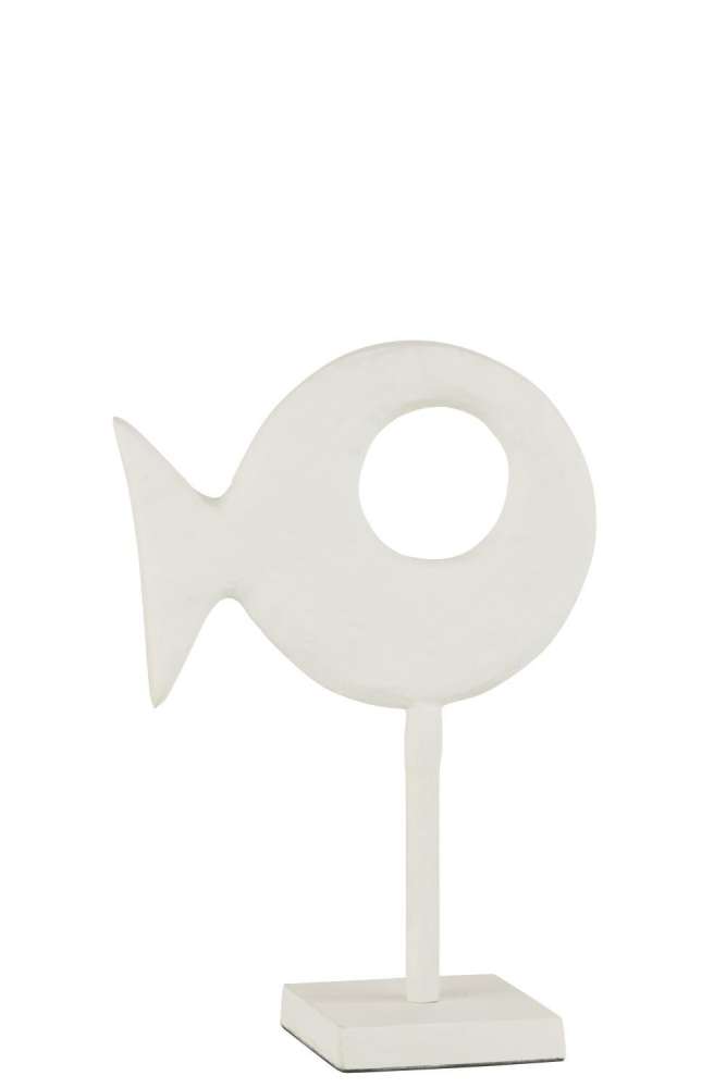 FIGURE FISH ON FOOT ALUMINIUM WHITE SMALL