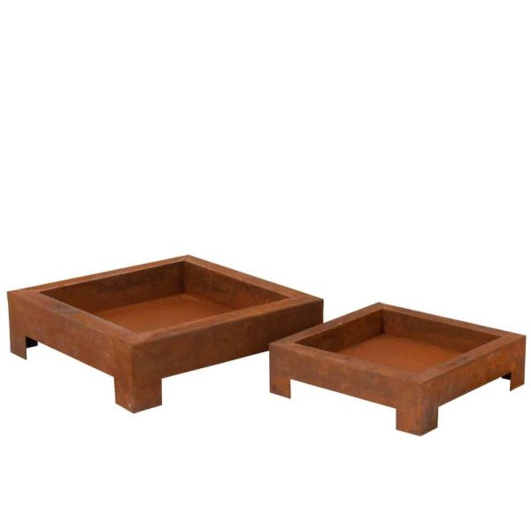 SET OF 2 BRAZIERS METAL RUST