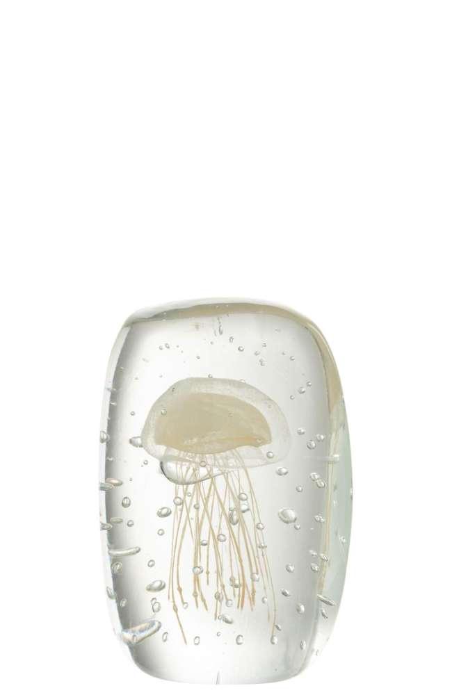 PAPERWEIGHT CALYPSO TRIANGLE GLASS TRANSPARENT/BEIGE SMALL