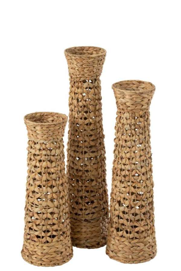 SET OF 3 VASES JAN WATER HYACINTH NATURAL