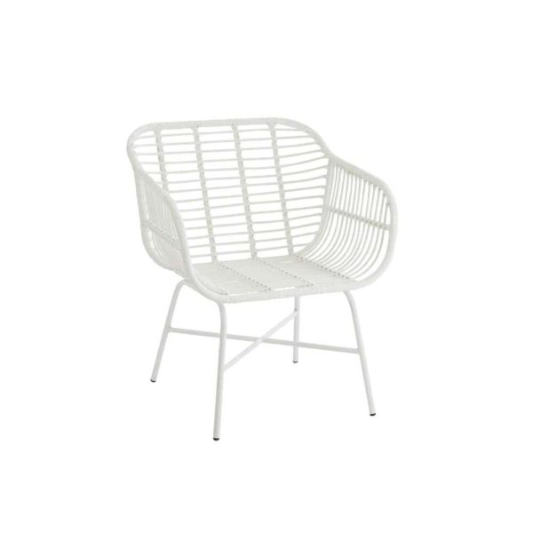 CHAIR RACHELLE OUTDOORS MET/RATTAN WHITE