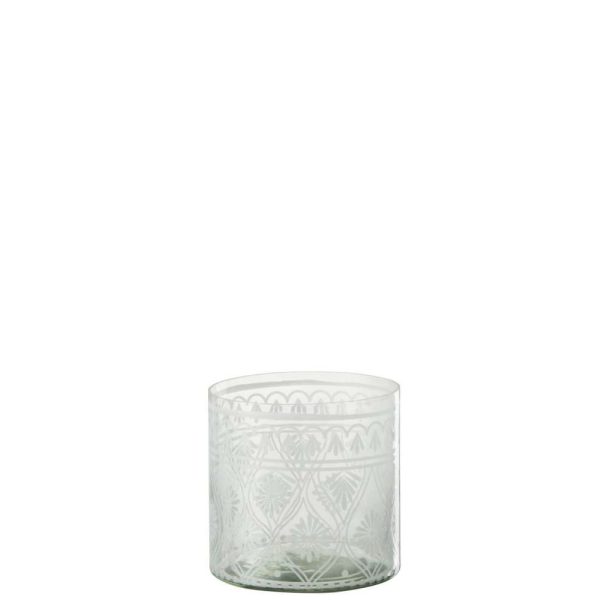 HURRICANE PATTERN GLASS TRANSPARENT/WHITE SMALL