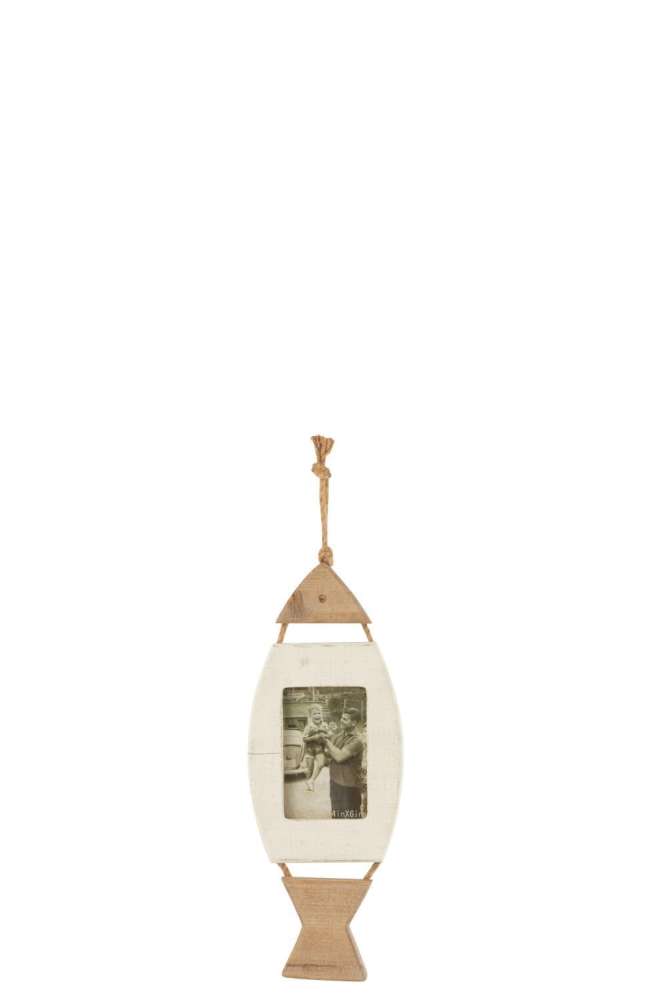 PHOTO FRAME HANGING FISH WOOD WHITE/BROWN SMALL
