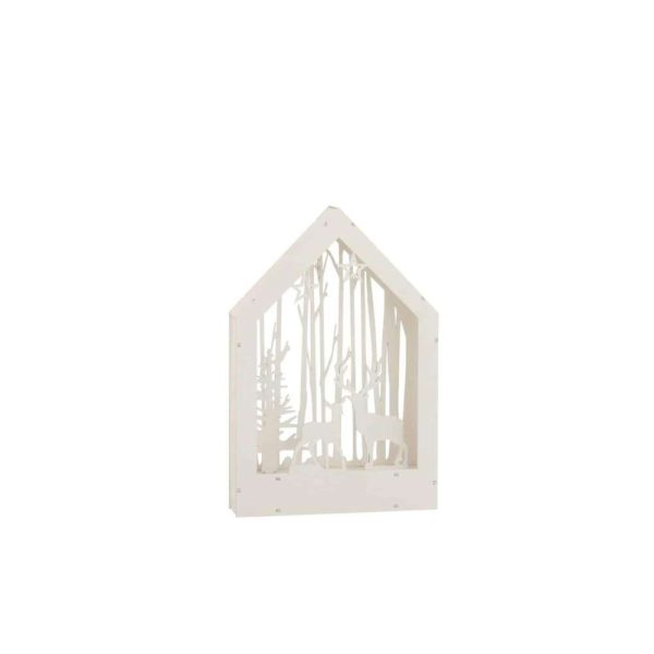 DECO WINTER HERTEN+BOMEN LED HOUT WIT