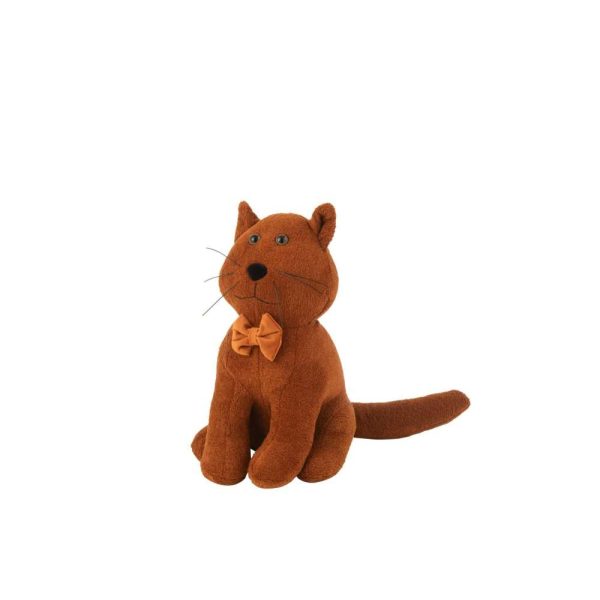 DOOR STOP CAT+BOW TIE BOUCLÉ COGNAC