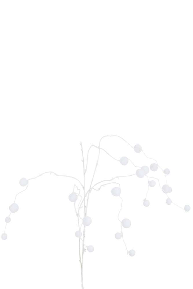 BRANCH WEEPING + POMPOMS PLASTIC WHITE