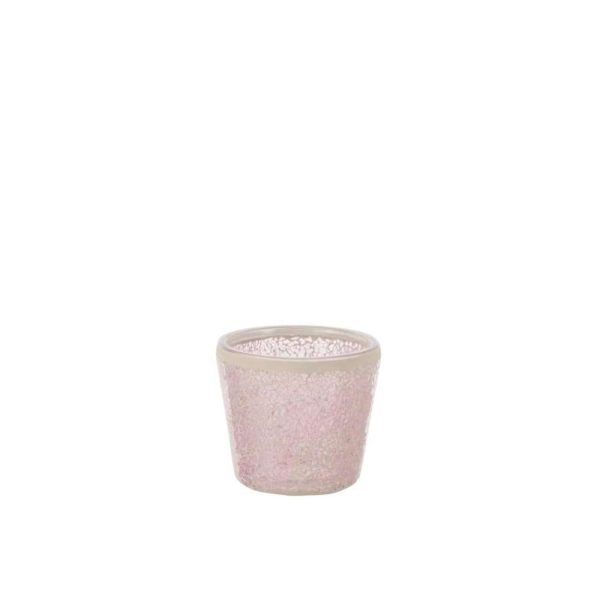 TEALIGHT HOLDER MOSAIC CONIC GLASS PINK