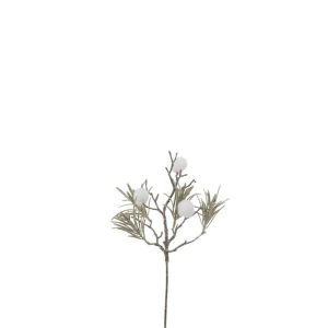 BRANCH PINE + POMPON GLITTER PLASTIC GREEN/WHITE