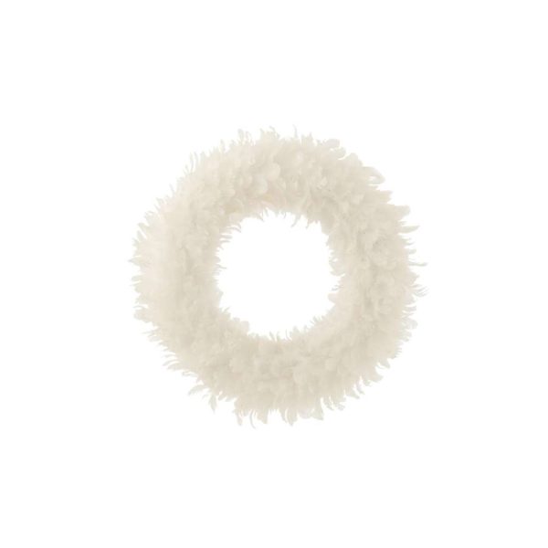 WREATH DECO+GLITTERS FEATHERS WHITE