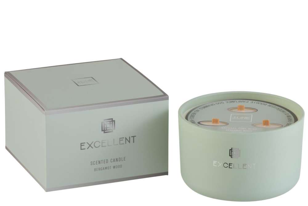 SCENTED CANDLE EXCELLENT GLASS MINT GREEN LARGE-40U