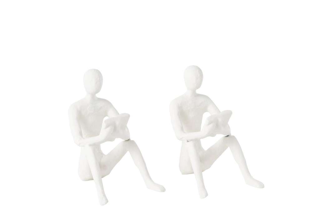 SET OF 2 STATU SEATED KOLI IRON WHITE
