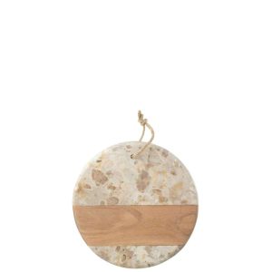 CHEESE BOARD ROUND MARBLE BEIGE/NATURAL