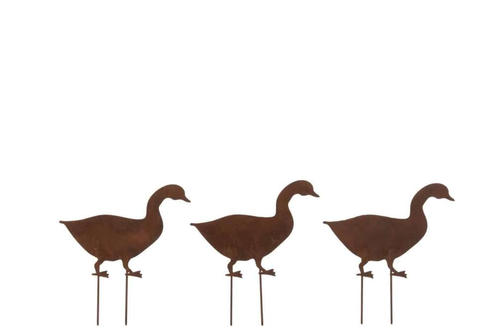 DECORATION GARDEN 3 PIECES DUCKS IRON RUST