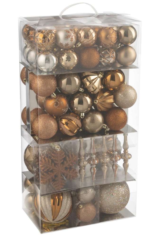 BOX OF 80 CHRISTMAS BAUBLE PLASTIC BROWN