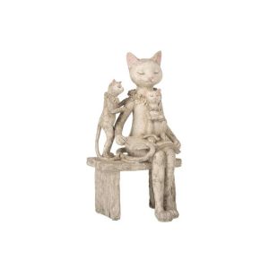 CAT ON BENCH POLY GREY