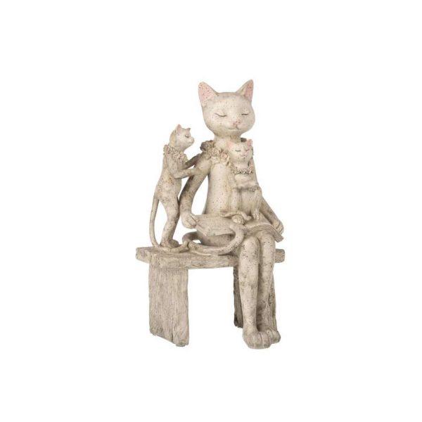 CAT ON BENCH POLY GREY
