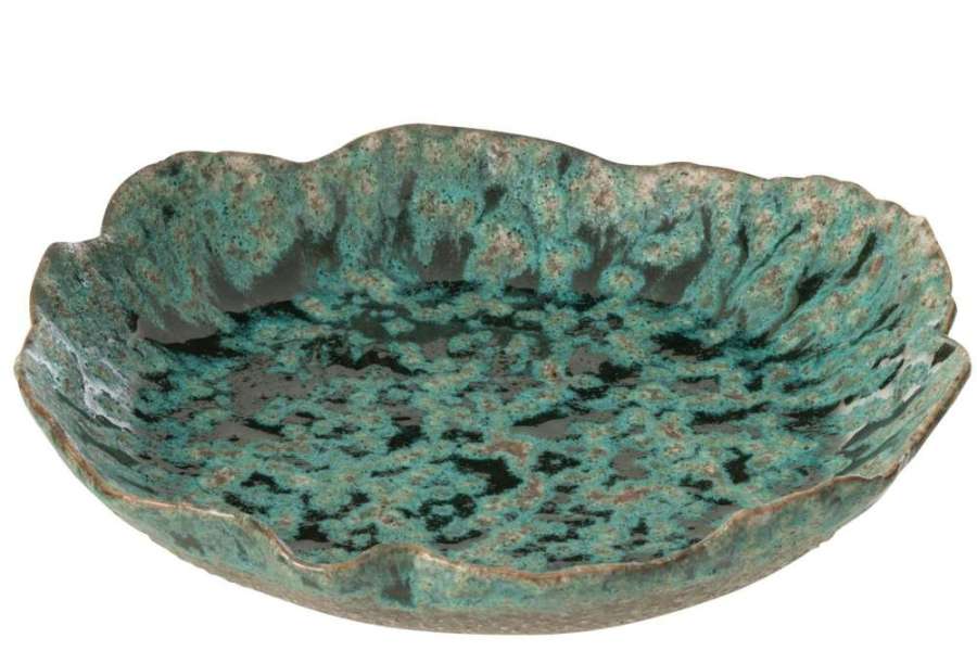 TRAY DECORATIVE NAGA CERAMIC AZUR/BROWN LARGE