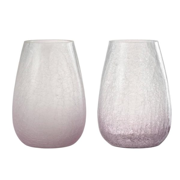 HURRICANE EGG SHAPE CRAQUELURE GLASS PURPLE LARGE ASSORTMENT OF 2