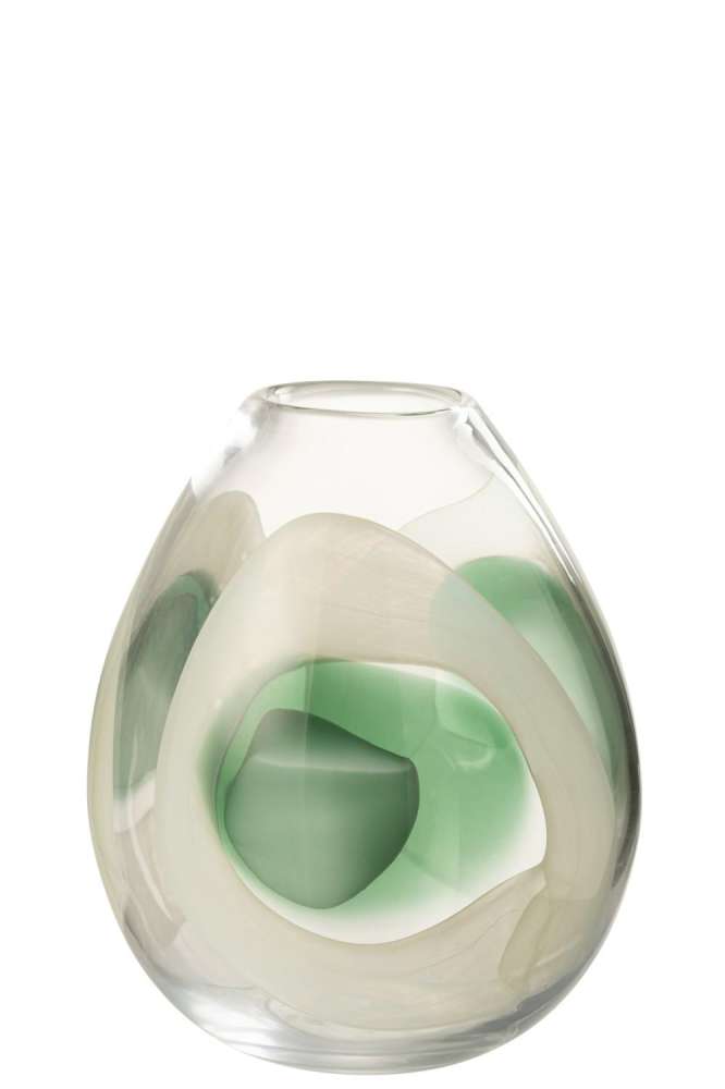 VASE LIVY GLASS GREEN/WHITE/TRANSPARENT MEDIUM